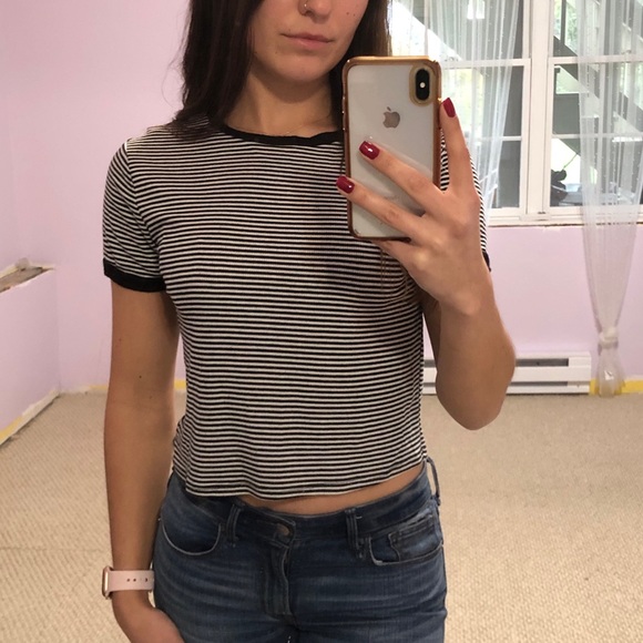 Forever 21 Tops - Striped Cropped T-shirt